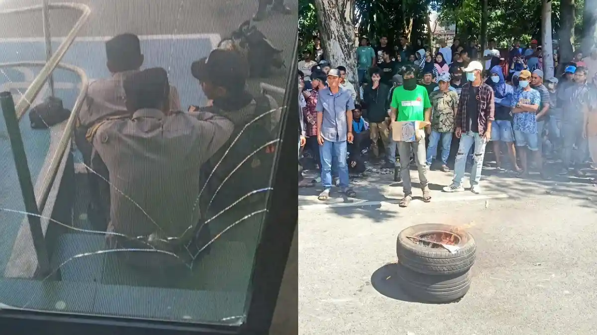 300 Simpatisan 4 Koruptor di DPRD Bantaeng Rusuh di Kejaksaan, Bakar Ban hingga Lempar Batu