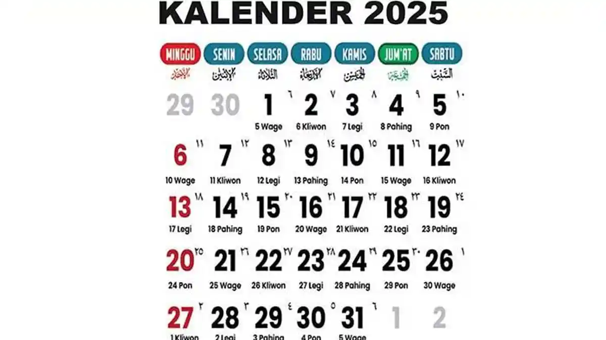 Kalender Juli 2025, Daftar Tanggal Merah dan Hari Libur Sekolah Sampai Tanggal Berapa?