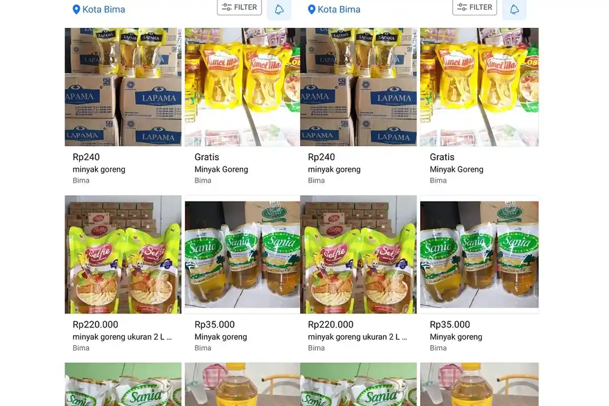 Kosong di Pasar, Minyak Goreng di Kota Bima Ramai Dijual Online, Diskoperindag Belum Beri Konfirmasi