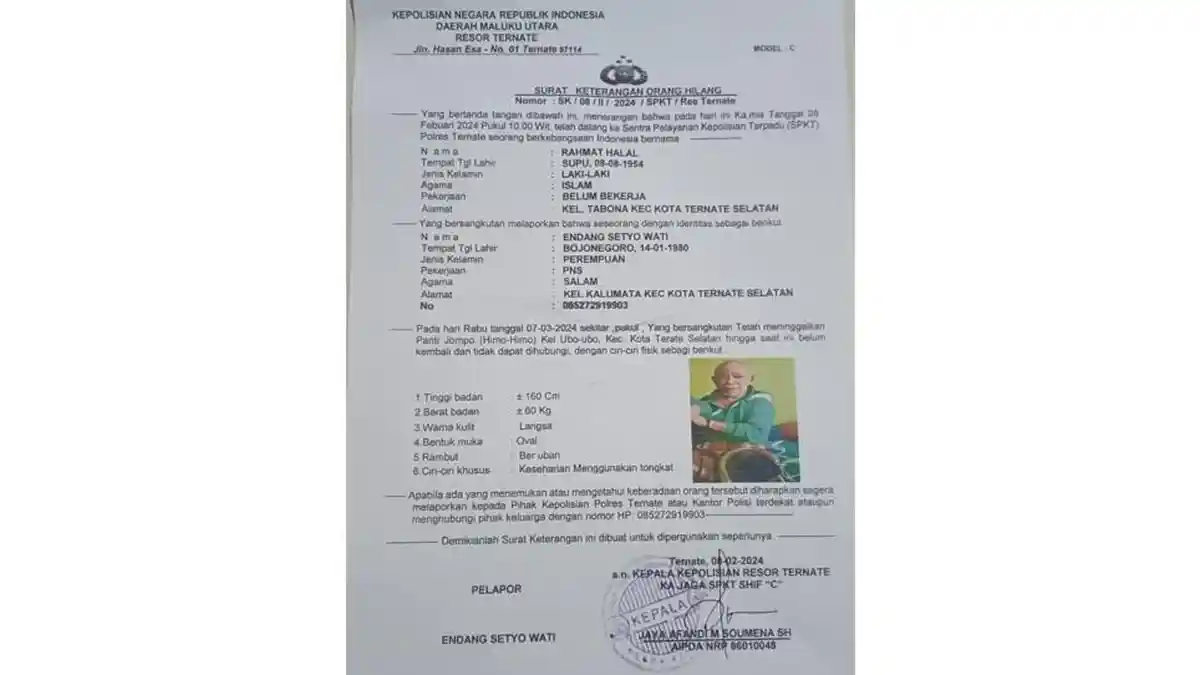 Sempat Dinyatakan Hilang, Kakek 70 Tahun Penghuni UPTD Panti Himo-himo Ternate Sudah Ditemukan