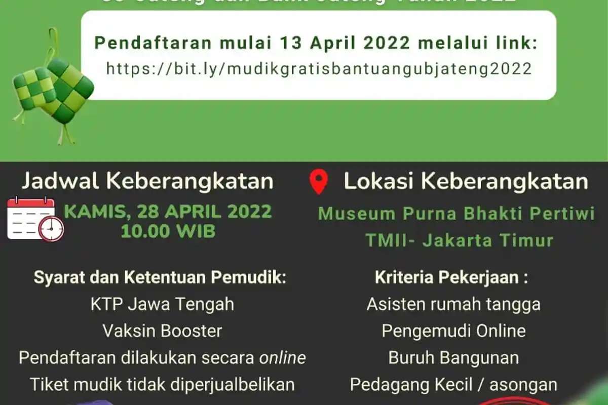 Cara Daftar Mudik Gratis Bank Jateng 2022 Kerjasama dengan Pemprov Jateng