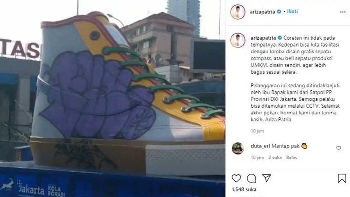 Wagub DKI: Vandalisme di Tugu Sepatu Nodai Jakarta