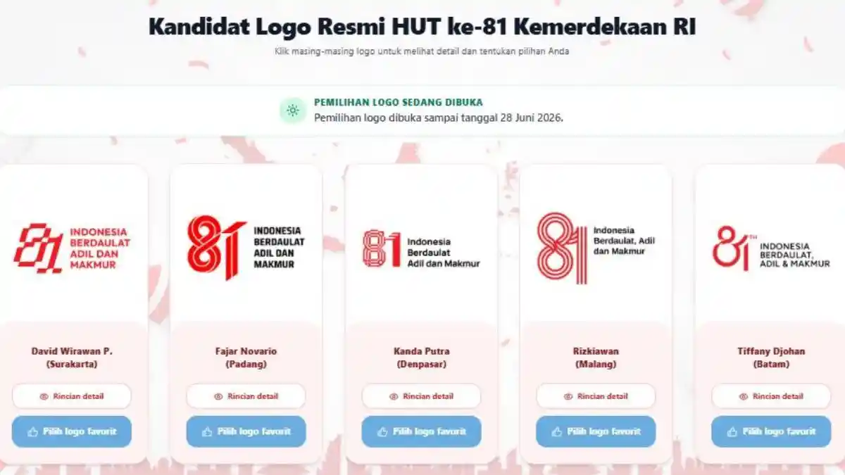 5 Kandidat Logo Resmi HUT ke-81 Kemerdekaan RI, Simak Filosofi, Makna dan Cara Voting - Posbelitung.co