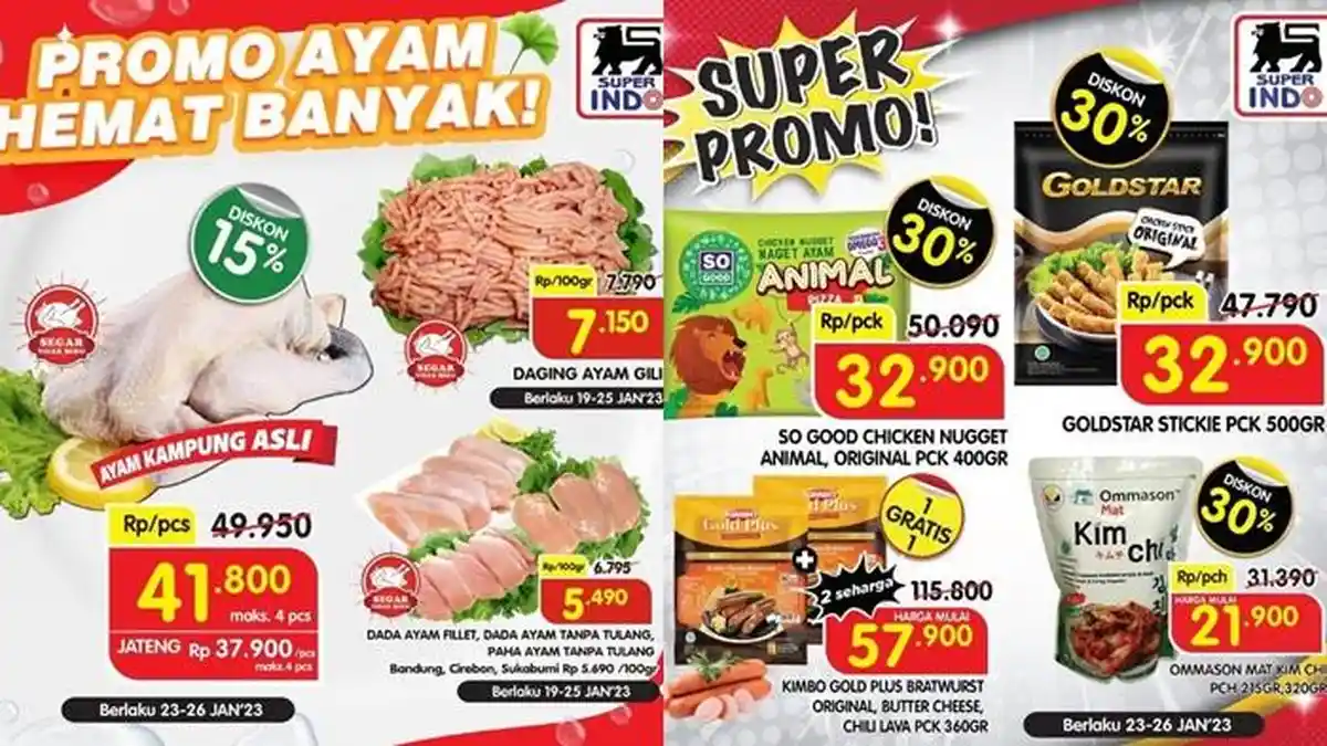 Promo Superindo Hari ini Kamis 26 Januari 2023, Belanja Ayam Kampung Segar Diskon 15 Persen