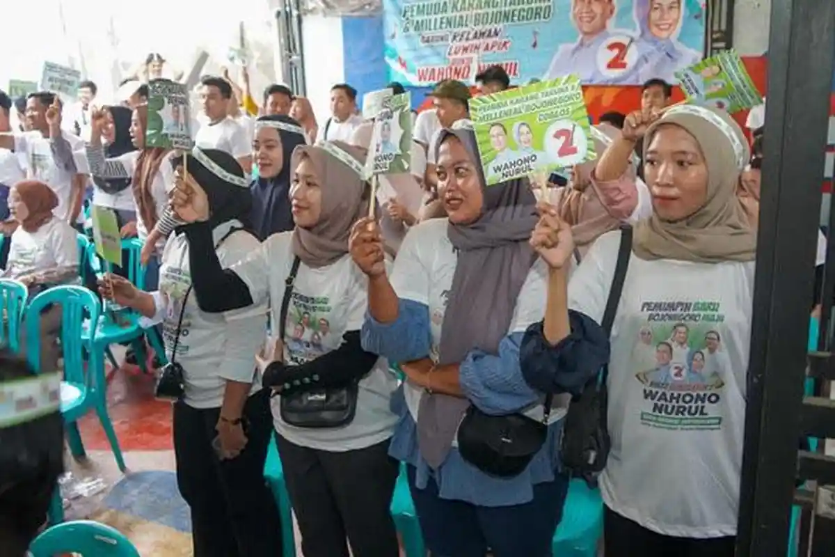 Ratusan Pemuda Karang Taruna dan Milenial Bojonegoro Kompak Dukung Wahono-Nurul di Pilkada 2024