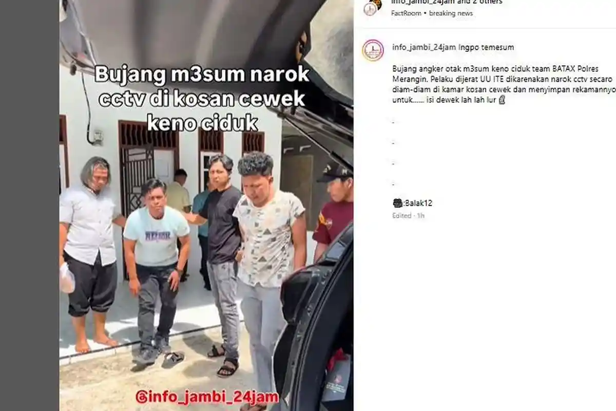 Bujang Katek Aguk Ketahuan Pasang CCTV di Kos Wanita di Merangin Jambi