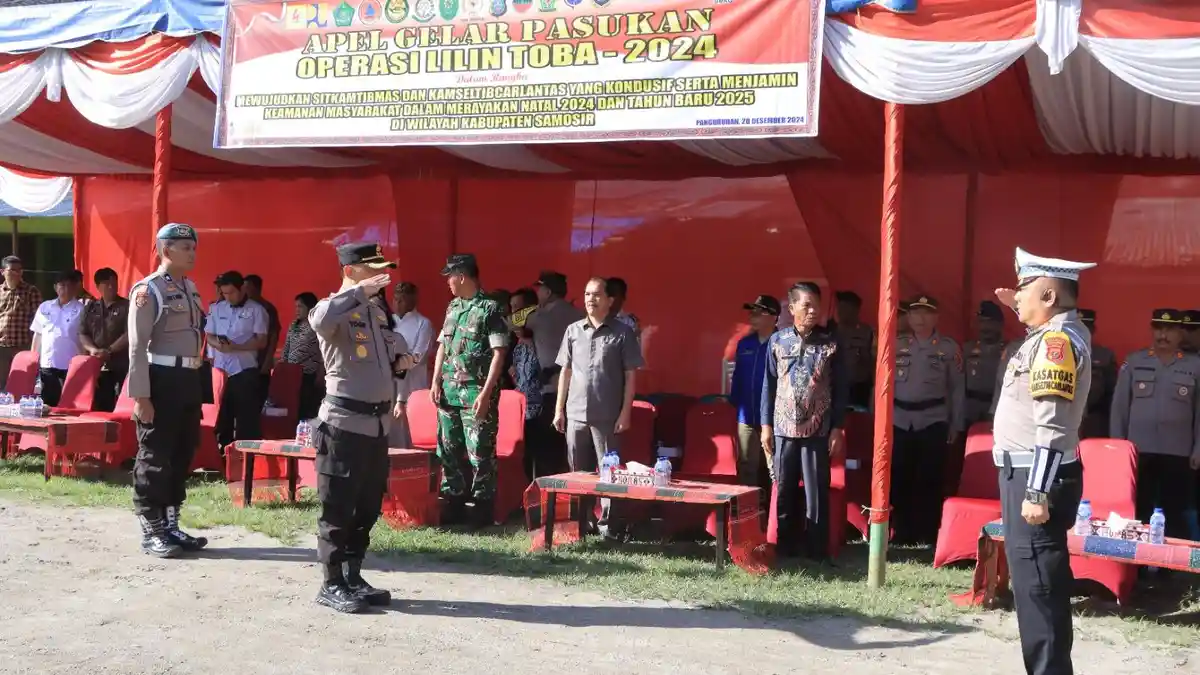 Kapolres Samosir Pimpin Apel Operasi Lilin Toba 2024, Siap Amankan Natal dan Tahun Baru
