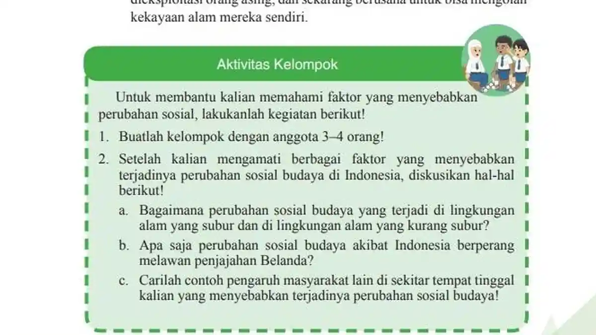 Kunci Jawaban IPS Kelas 9 Halaman 109 K13: Perubahan Sosial Budaya