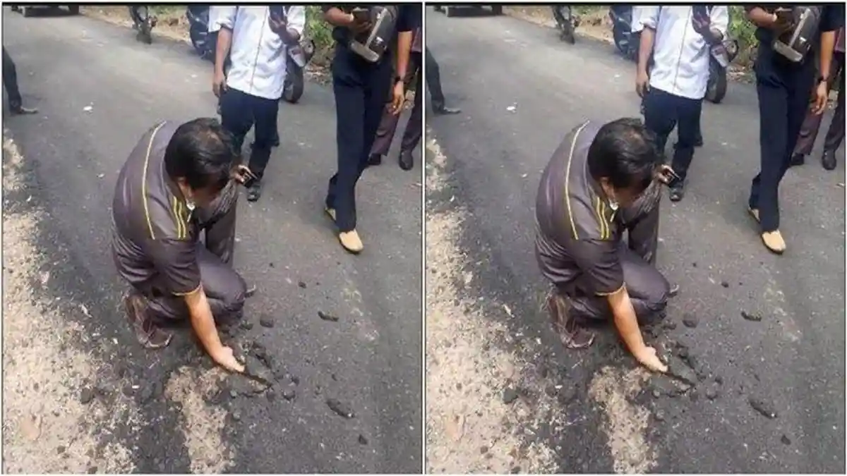 Viral Anggota DPRD Mengorek Aspal Pakai Tangan hingga Terkelupas, Geram Proyek Dikerjakan Asal Jadi