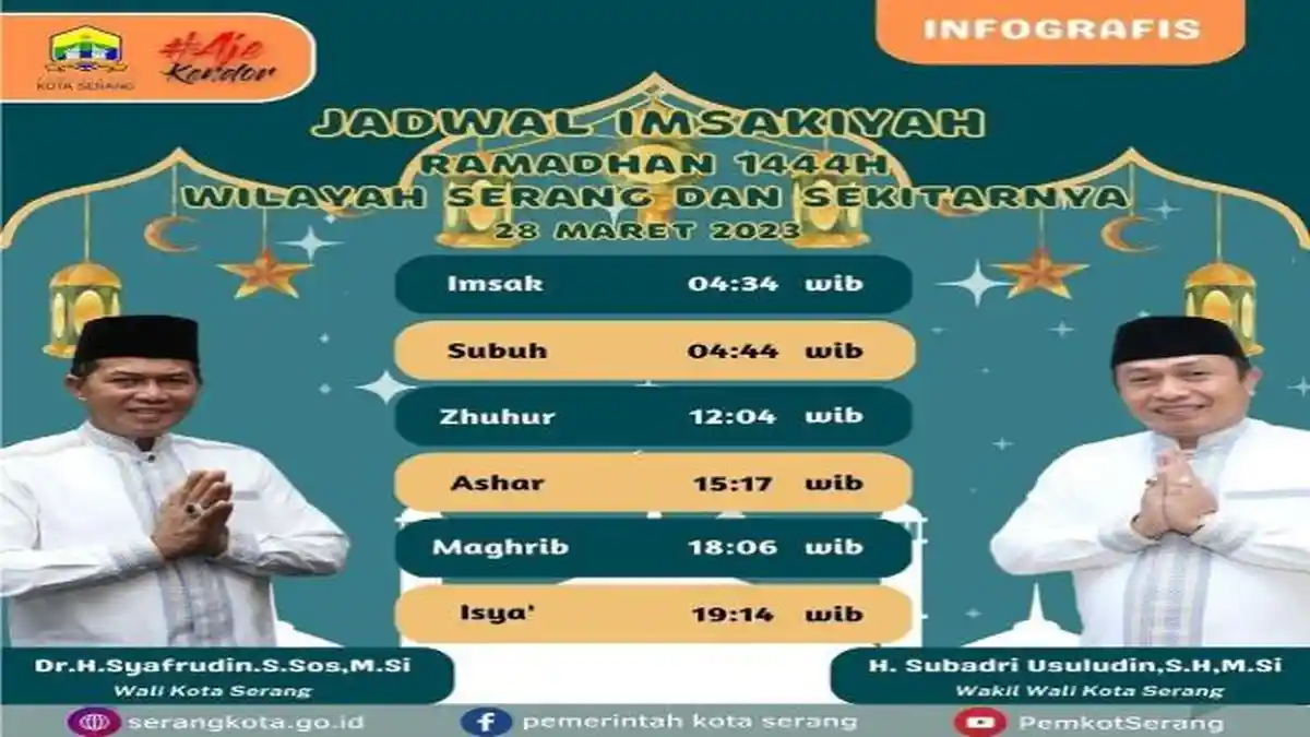 Jadwal Buka Puasa Ramadhan 2023 Kota Serang Selasa, 28 Maret 2023