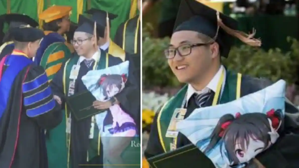 Mahasiswa Ini Bawa 'Waifu'-nya saat Wisuda, Netizen Menyebutnya 'Legend'!