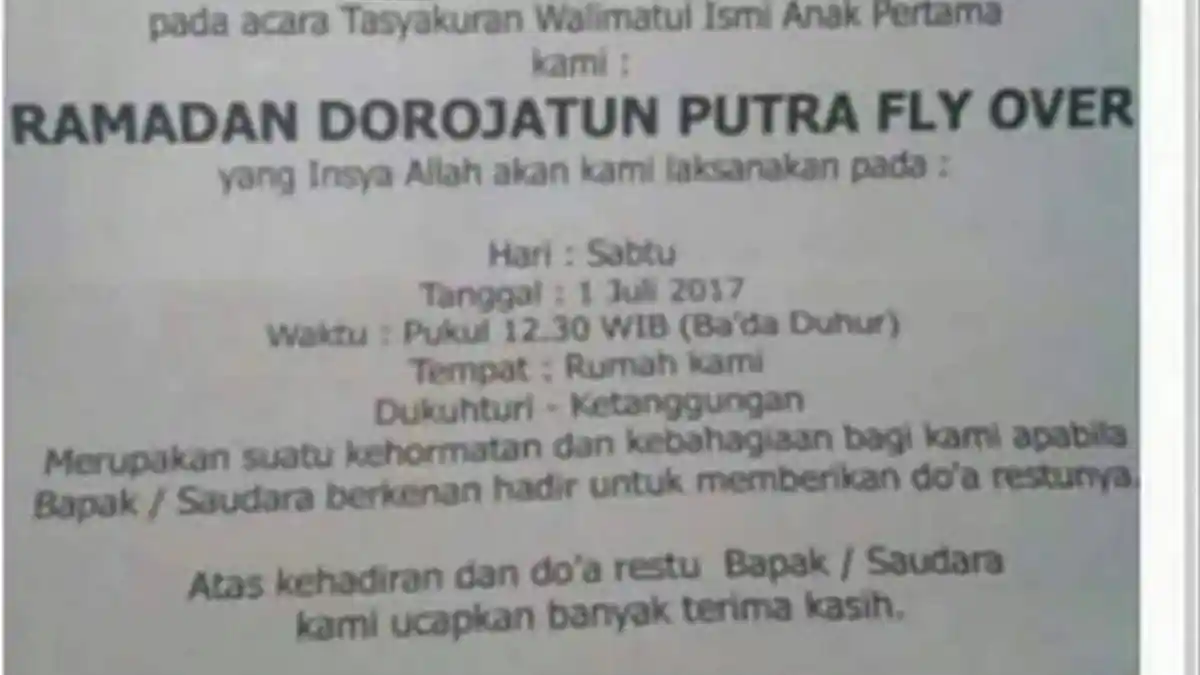Bayi Ini Dinamai Fly Over, Asalnya dari Brebes