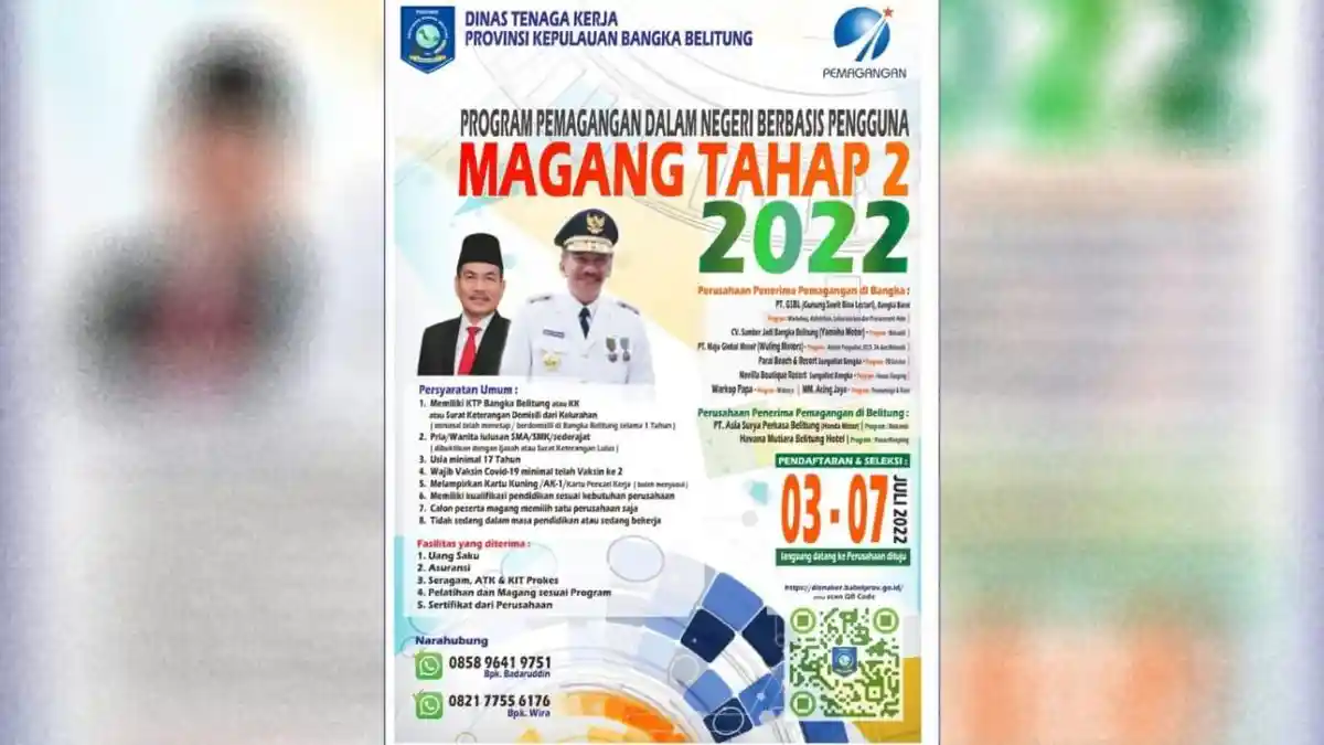 Kabar Gembira buat Lulusan SMA/SMK, Pemprov Bangka Belitung Buka Program Magang, Cek Syaratnya!