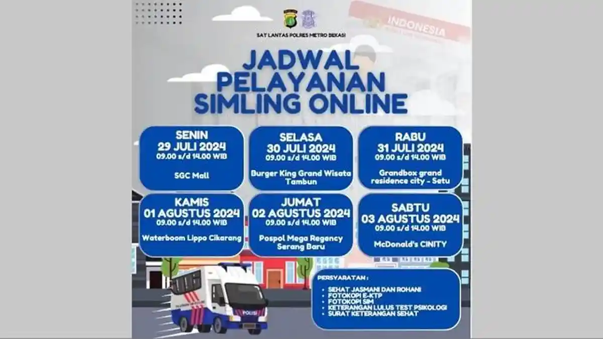 SIM Keliling Kabupaten Bekasi Kamis Ini, 1 Agustus 2024, di Waterboom Lippo Cikarang