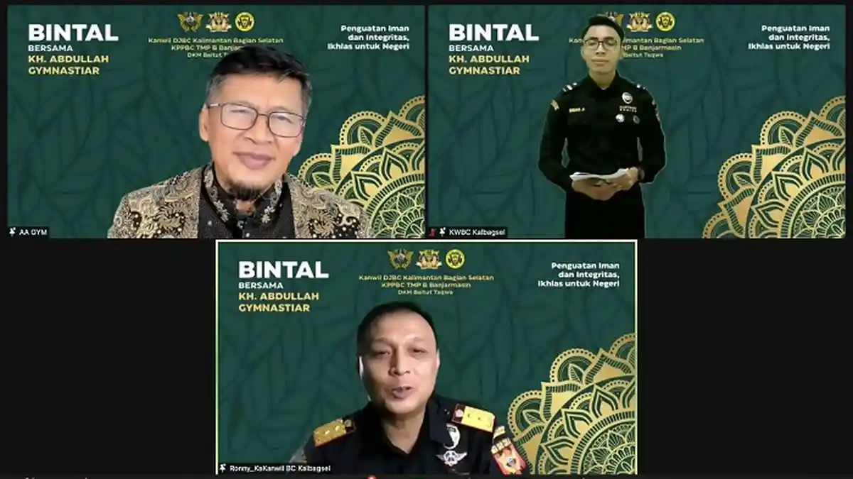 Gelar Bimbingan Mental Secara Daring, Bea Cukai Kalbagsel Undang Aa Gym