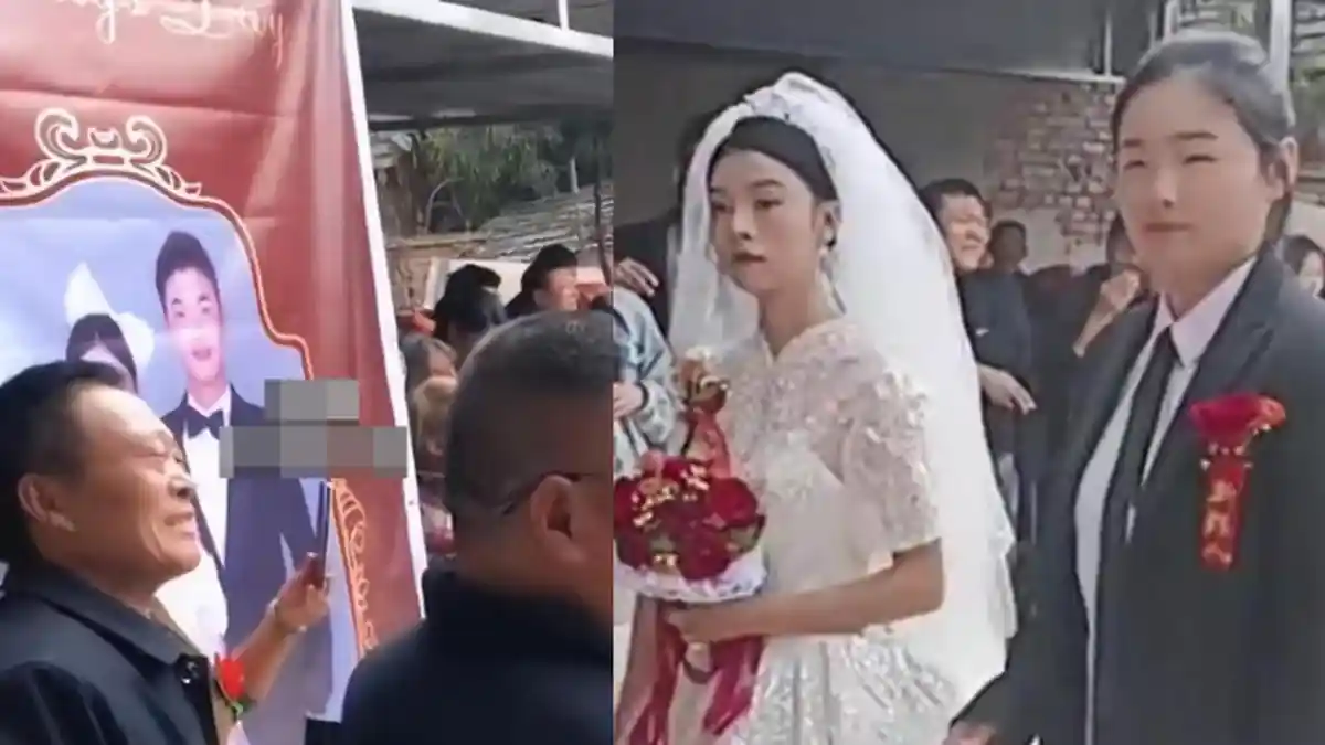 Pengantin Pria Tak Bisa Datang, Adik Perempuannya yang Mewakili, Pede Pakai Jas Gandeng Kakak Ipar