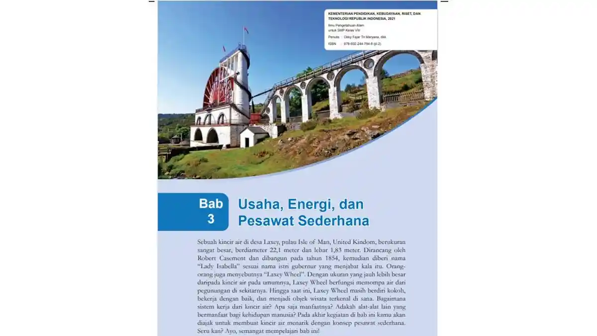 RINGKASAN Materi IPA BAB 3 Kelas 8 SMP Kurikulum Merdeka: Usaha, Energi, dan Pesawat Sederhana