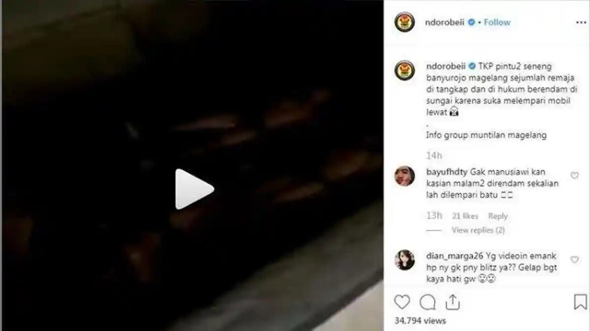 Viral Video 6 Remaja Dihukum Berendam di Parit karena Lempari Mobil