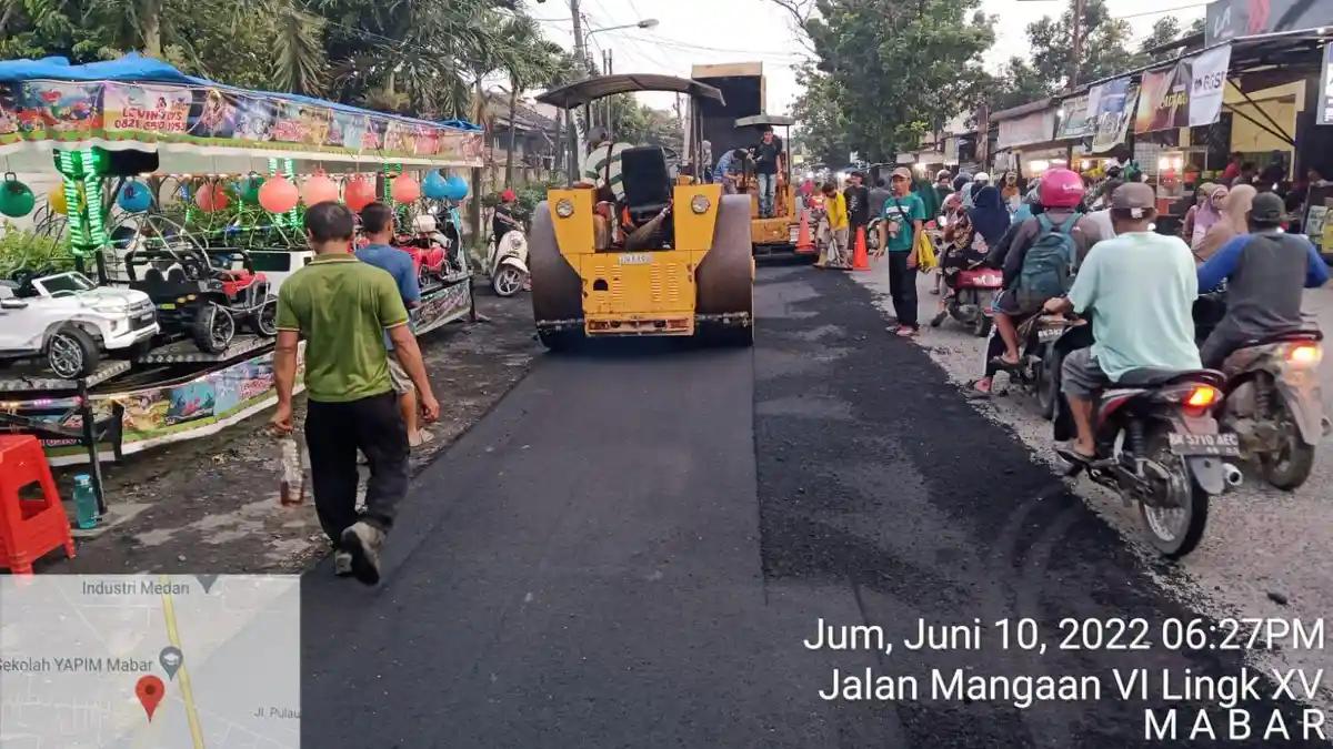 Prioritas Perbaikan Infrastruktur, Dinas PU Kota Medan Aspal Jalan Mangaan VII Mabar