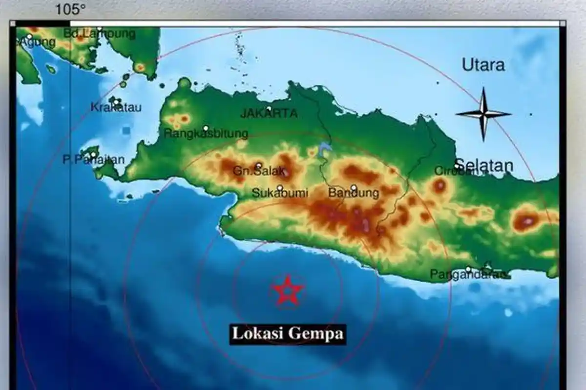 Gempa Terkini di Jawa Barat Mengguncang Sukabumi Jelang Tangah Malam Tadi, Pusat Gempad di Laut