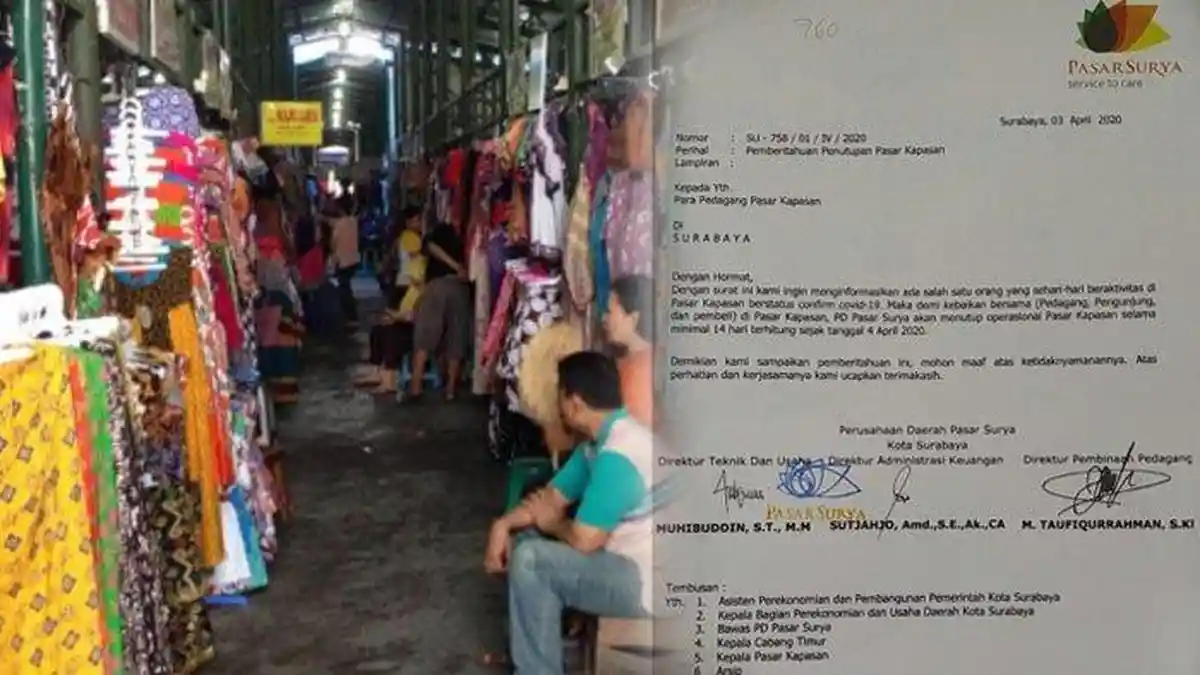 Pasar Kapasan dan PGS Jadi Klaster Baru Penularan Covid-19