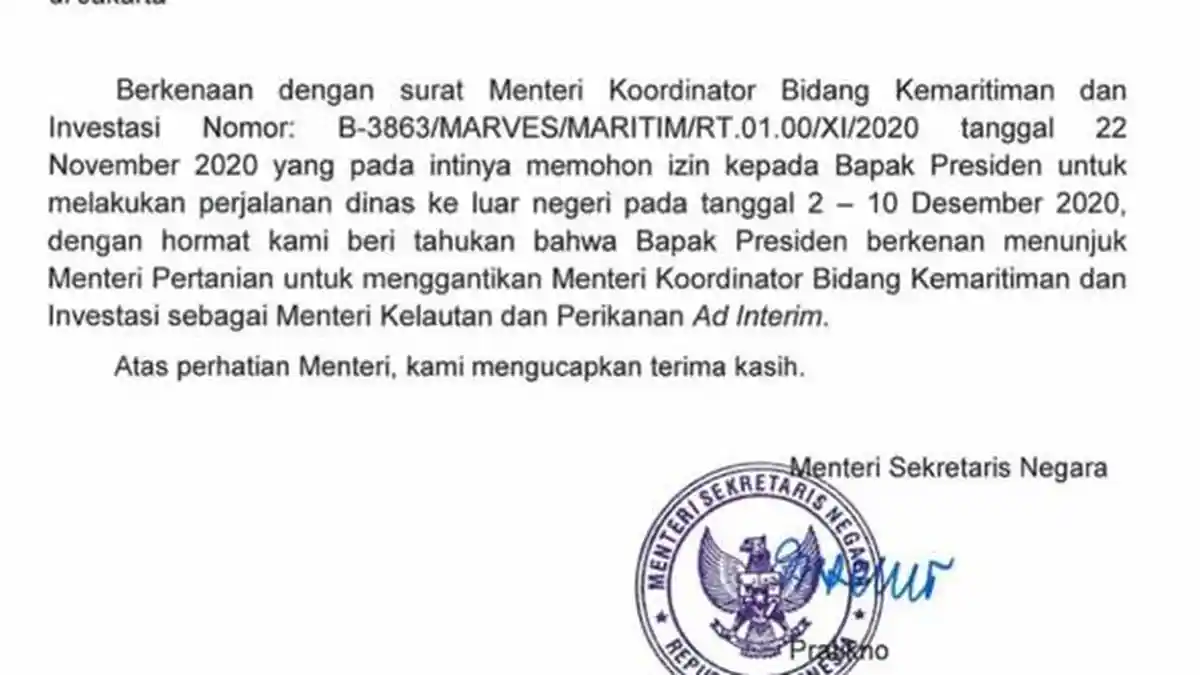 BREAKING NEWS: Syahrul Yasin Limpo Menteri Kelautan dan Perikanan Ad Interim