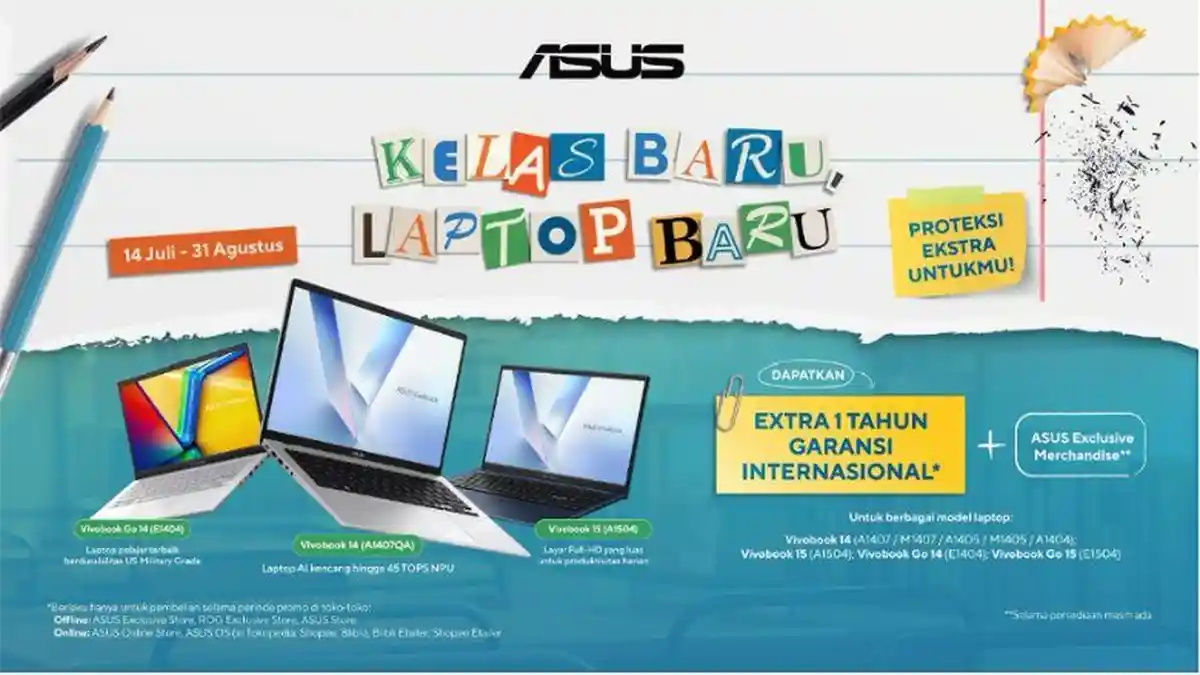 Beli Laptop ASUS Vivobook Sekarang, Garansi Jadi 3 Tahun Tanpa Biaya