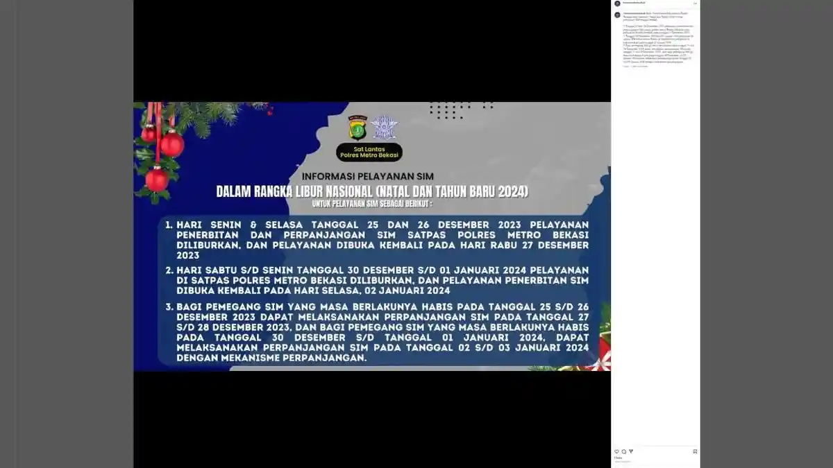 Perpanjangan SIM Kabupaten Bekasi 26 Desember 2023 Tutup karena Libur Natal, Simak Aturannya