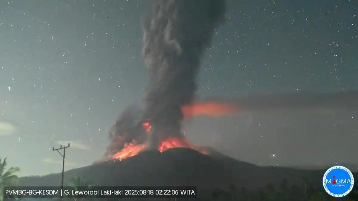 Gunung Lewotobi NTT Meletus Dini Hari Tadi, Tinggi Kolom 8000 Meter