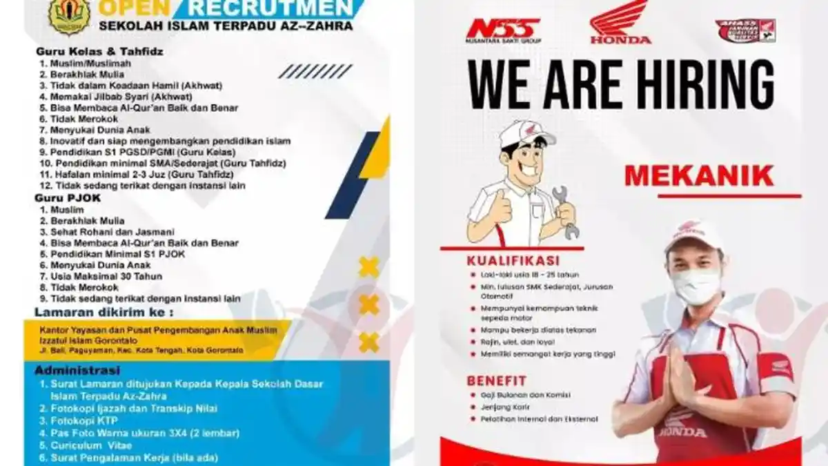 Lowongan Kerja Gorontalo untuk Lulusan SMA/SMK/D3/S1 Sederajat Hari Ini Jumat, 14 Oktober 2022