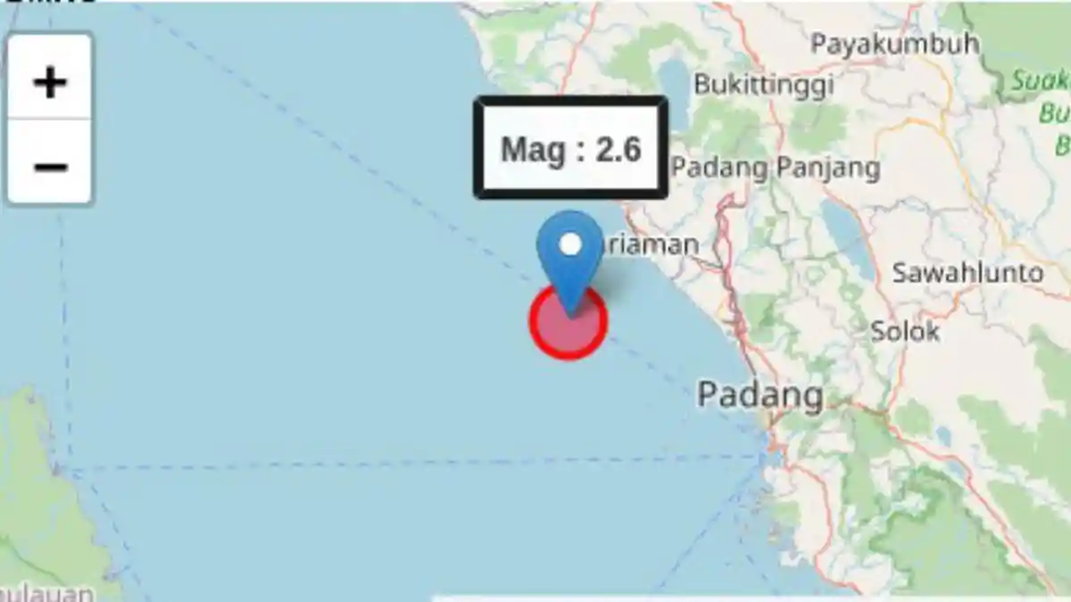 Barat Daya Pariaman Diguncang Gempa Magnitudo 2,6 pada Kamis Sore