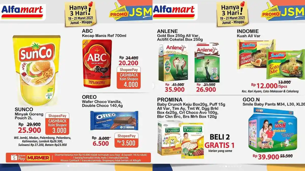Promo JSM Alfamart Minggu 21 Maret 2021, Diskon Beras, Susu Anlene, Diapers, Sirup Marjan Rp8 Ribuan
