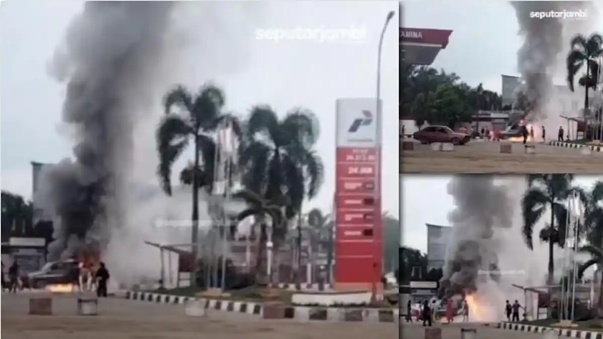 Detik-detik Mencekam di SPBU Tebo Jambi: 2 Mobil Tiba-Tiba Meledak dan ...
