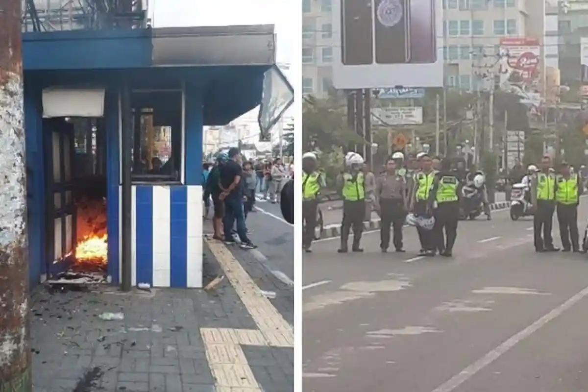 Pos Polisi di Simpang Tiga UIN Sunan Kalijaga Dibakar, Lalu Lintas pun Macet Total