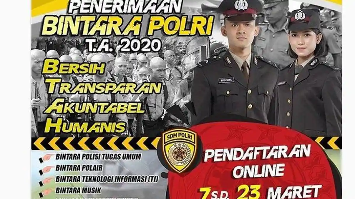Pendaftaran Penerimaan Bintara Polri Tahun 2020, Ini Cara Daftar hingga Syaratnya