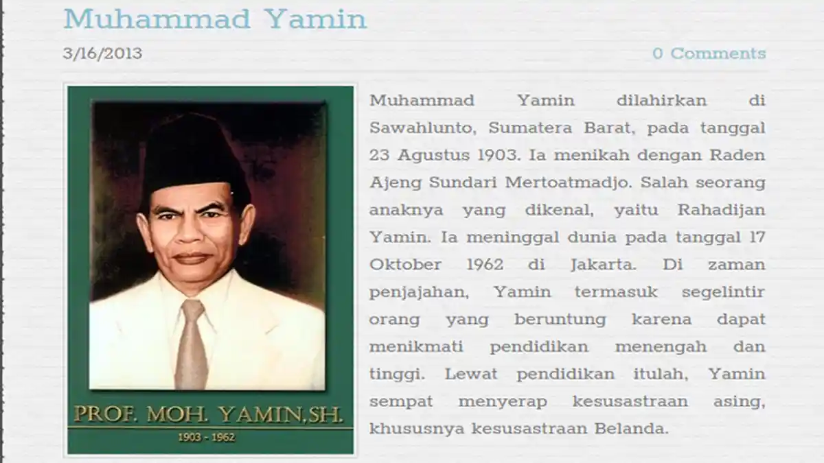 Sumpah Pemuda 28 Oktober 1928 - Mohammad Yamin, Tokoh Bangsa Perumus Sumpah Pemuda