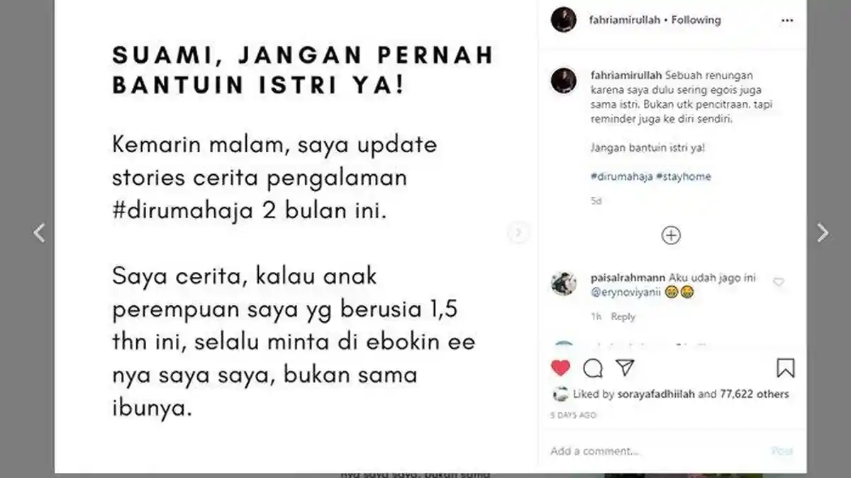Viral Pria Ini Ingatkan Para Suami Jangan Pernah Bantuin Istri, Ternyata Maksudnya Baik