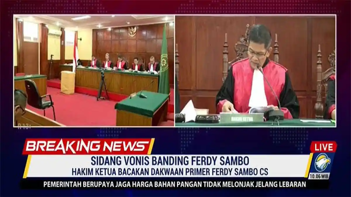 Live Hasil Sidang Putusan Banding Ferdy Sambo Hari Ini, Apakah Sambo Tetap Dihukum Mati