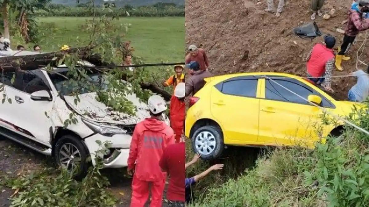 Fortuner Baru yang Masih Kincong Tertimpa Pohon di Klaten, Begini Kondisi 8 Penumpangnya