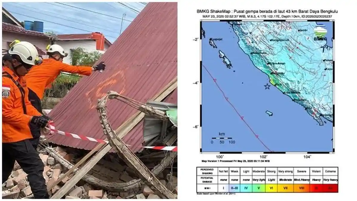 Gempa Bengkulu Hari Ini, 23 Mei 2025: 10 Daerah Terdampak dan 152 Rumah Rusak, Simak Info BMKG