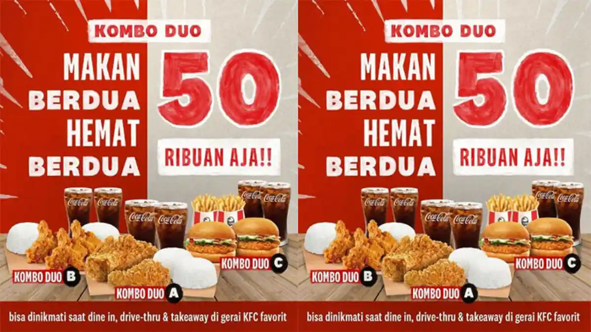 PROMO KFC Hari Ini 30 Agustus 2021, Nikmati KFC Kombo Duo Makan Enak Berdua Cuma 50 Ribuan