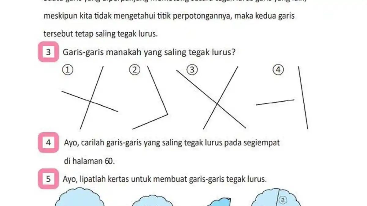 Kunci Jawaban Matematika Kurikulum Merdeka Kelas 4 Halaman 62, Mencari Garis Tegak Lurus