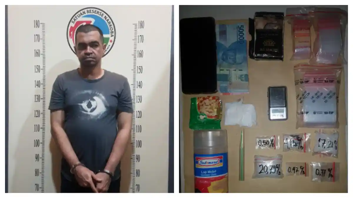 Polisi Bekuk Pengedar Sabu Eceran di Samarinda, Enam Poket Sabu Seberat 43,58 Gram Disita