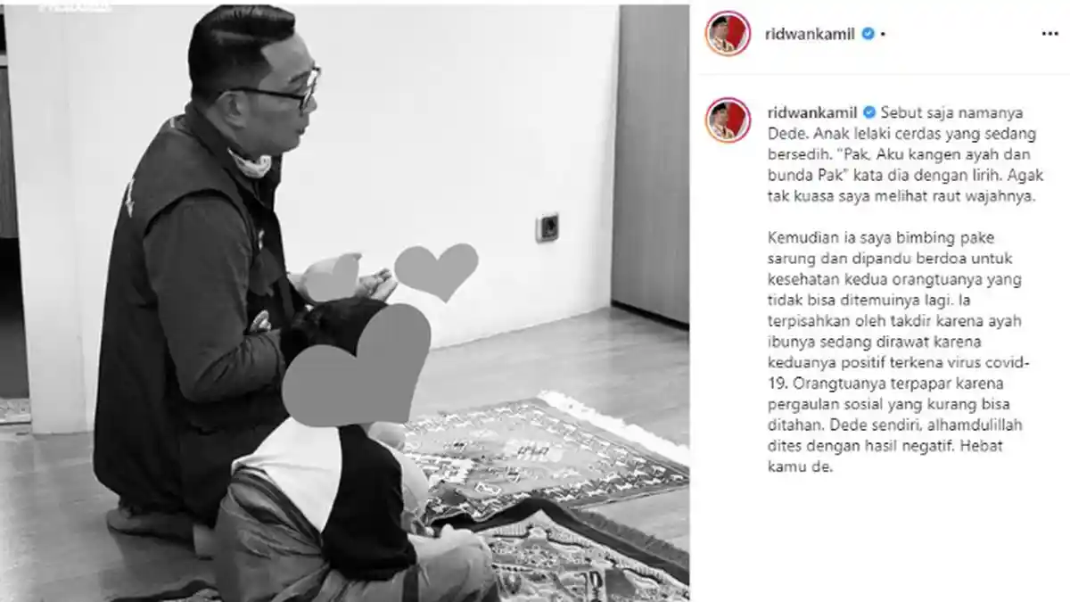 Kisah 'Dede', Bocah yang Diasuh Ridwan Kamil setelah Kedua Orangtuanya Dinyatakan Positif COVID-19