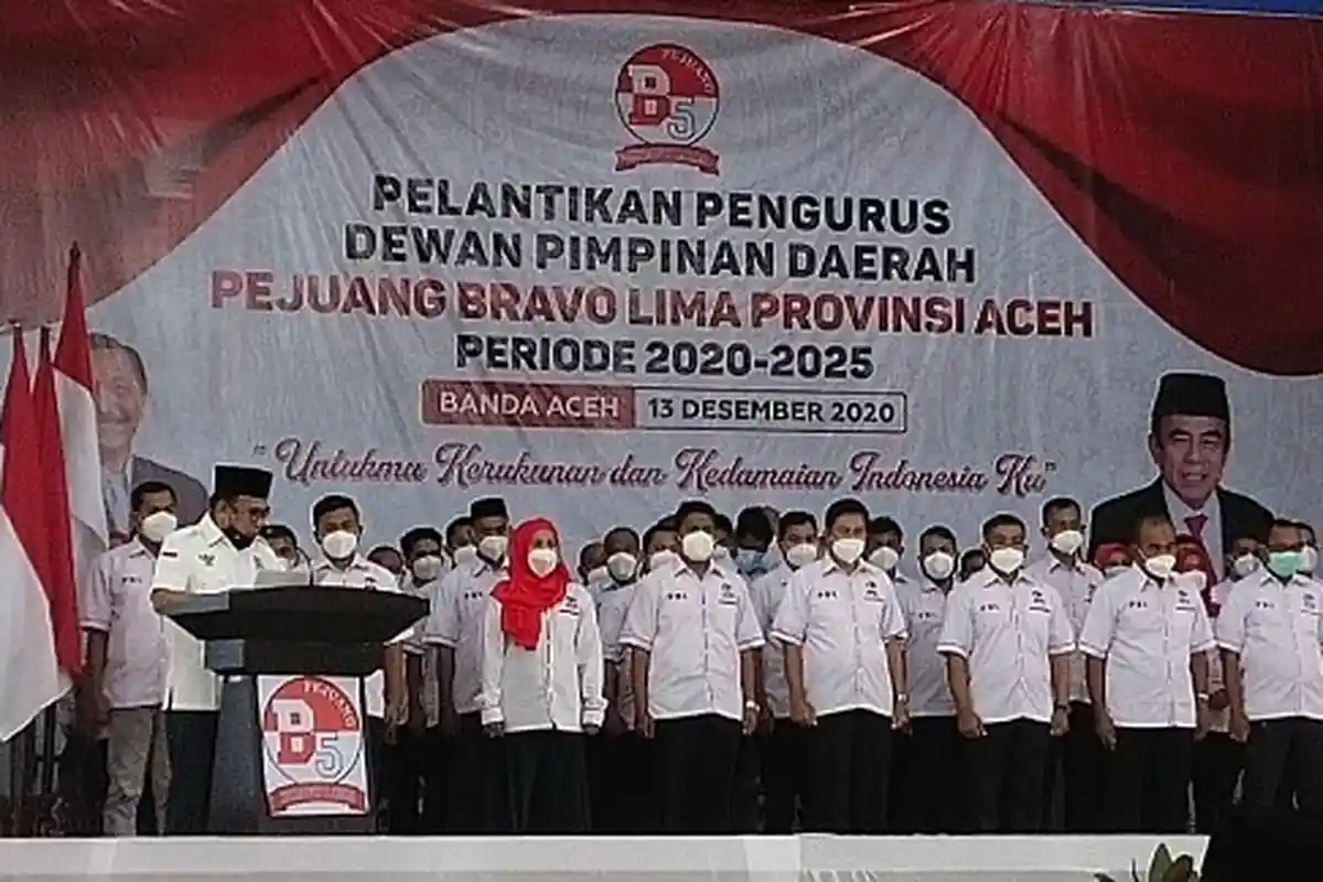 Fachrul Razi Lantik Pengurus Pejuang Bravo 5 Aceh, Irun Sani SE MM Jabat Ketua DPD