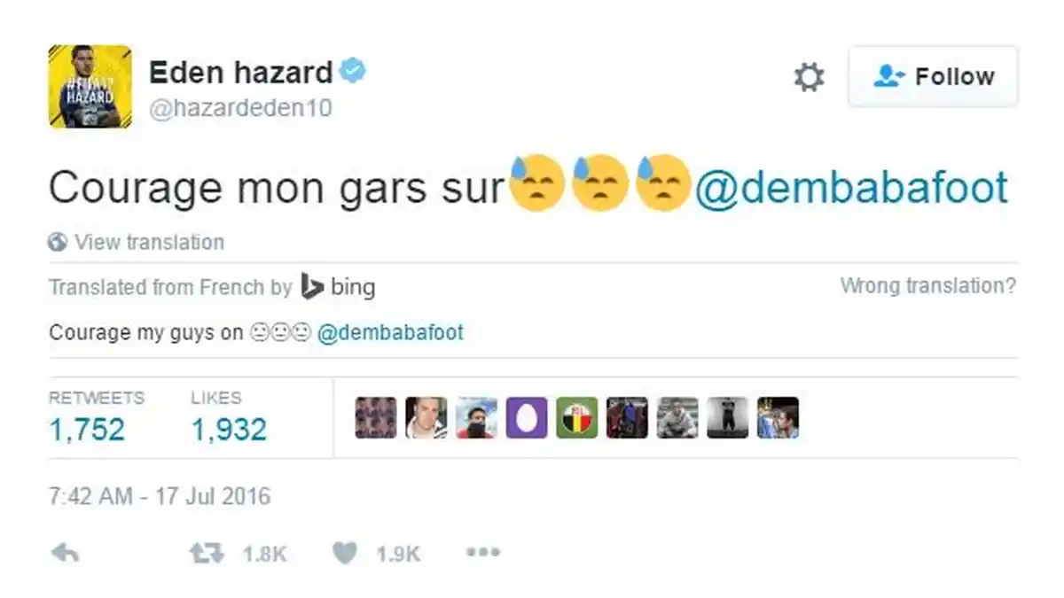 Eden Hazard pun Ikut Doakan Demba Ba Supaya Lekas Sembuh dari Cedera Patah Kaki
