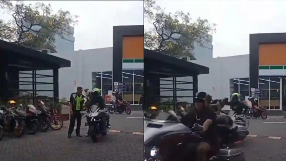 Viral Pengendara Motor Sport Bogem Kepala Sekuriti lantaran Tak Terima Ditegur Geber Motor