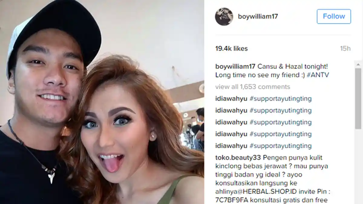 Foto Boy William - Bareng Pedangdut Geboy Mujair, Instagram Banjir Komentar Haters