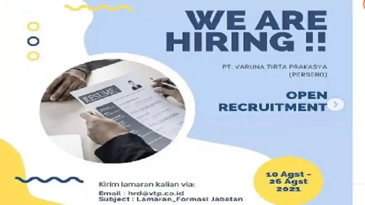 Lowongan Kerja BUMN PT VTP Untuk Lulusan D3 S1 Paling Lambat 26 Agustus, Cek Syaratnya
