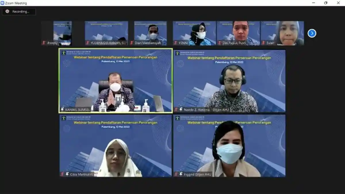 Kemenkumham Sumsel Gelar Webinar Pendaftaran Perseroan Perorangan